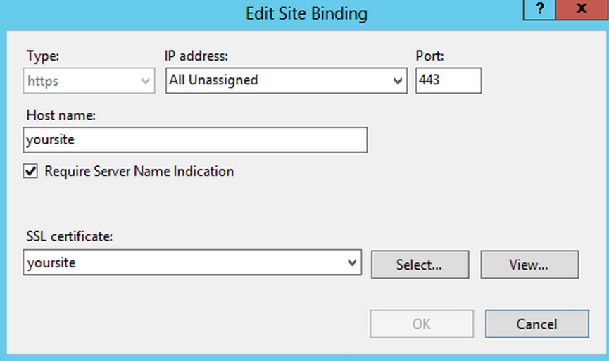 为IIS服务器上安装SSL证书取好名称